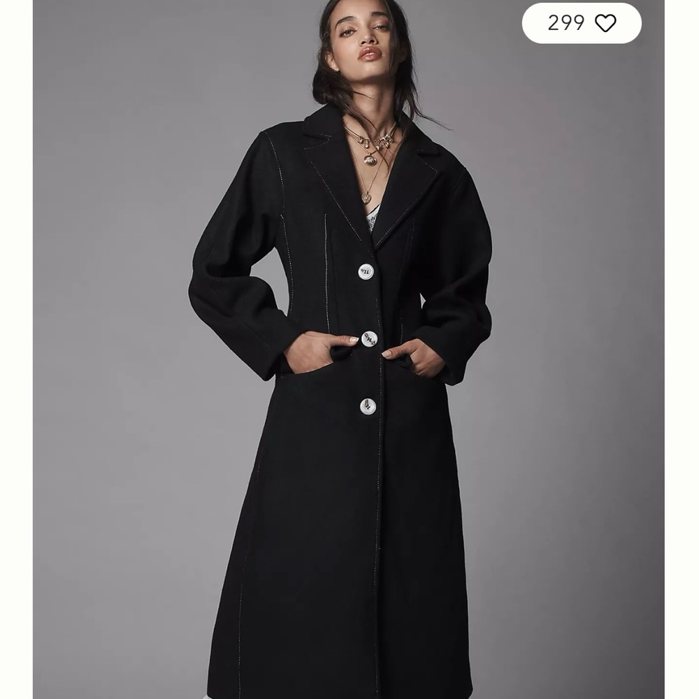 Anthropologie Stitched Topcoat Black